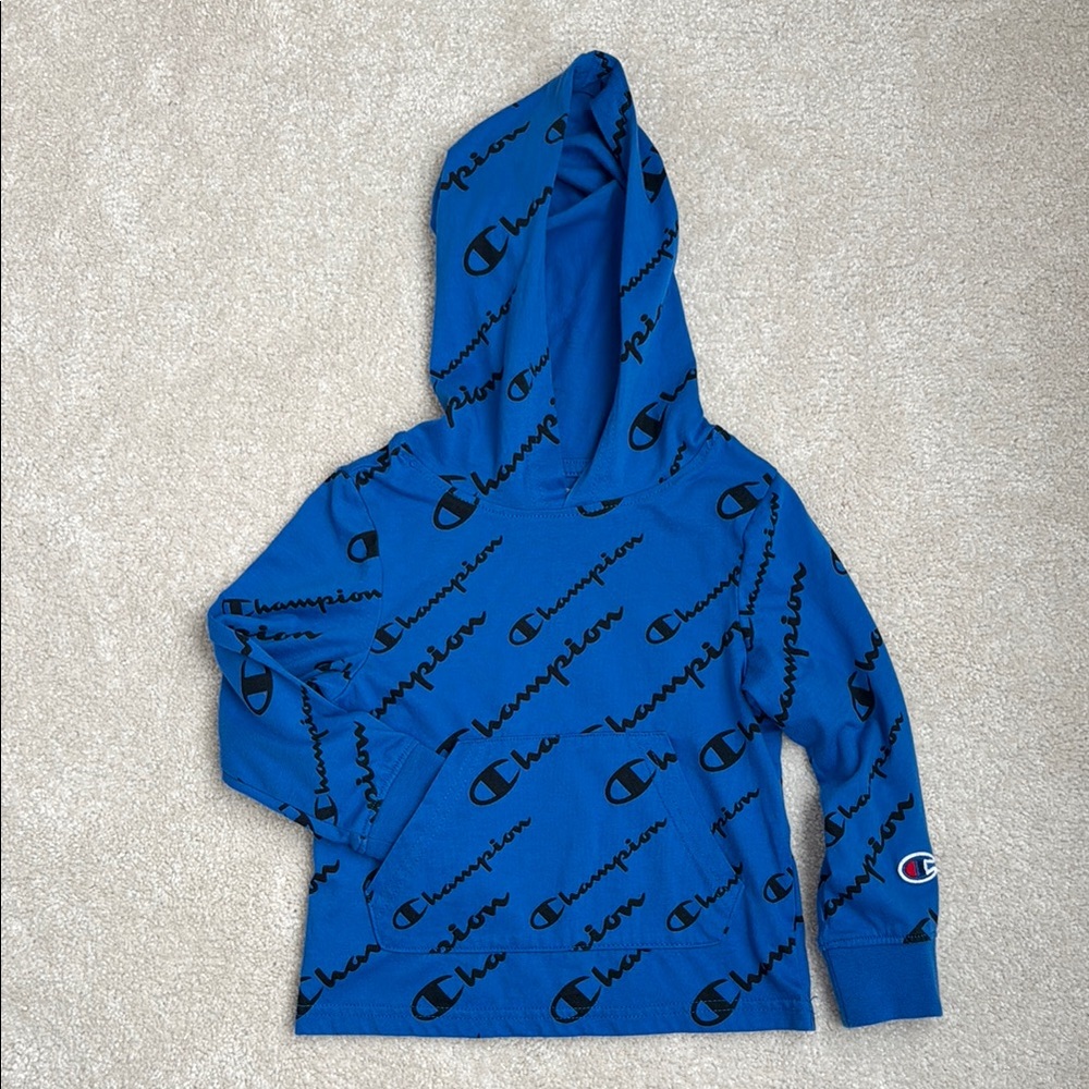 Champion boys Blue Diagonal Print Hoodie 3T